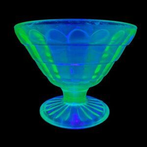 Vintage Uranium Depression Glass Green Collectible Bar Glass